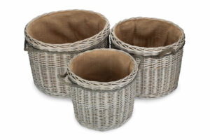 Grey Wash Round Log Baskets