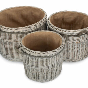 Grey Wash Round Log Baskets