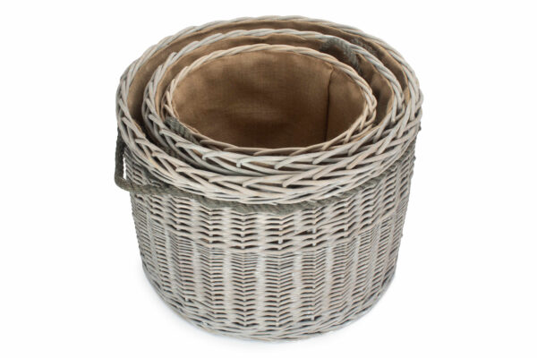 Grey Wash Round Log Baskets - Image 3